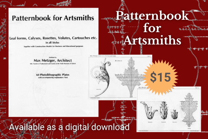 Ad for Patternbook for Artsmiths sold by ABANA. Available as a digital download. Click here to purchase.